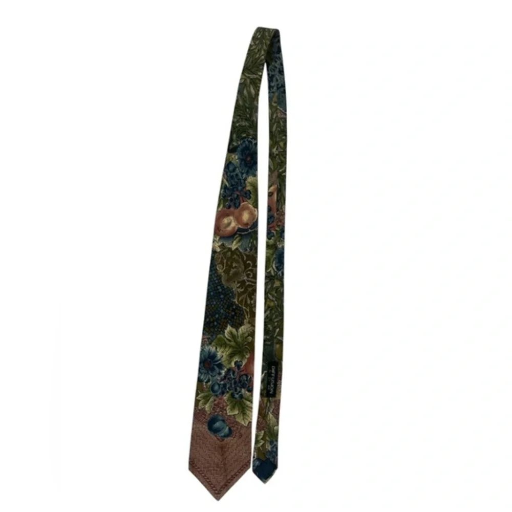 Diffusion LDM Italy 100% Silk Tie Arts & Crafts Botanical Fruit Mosaic Print‎