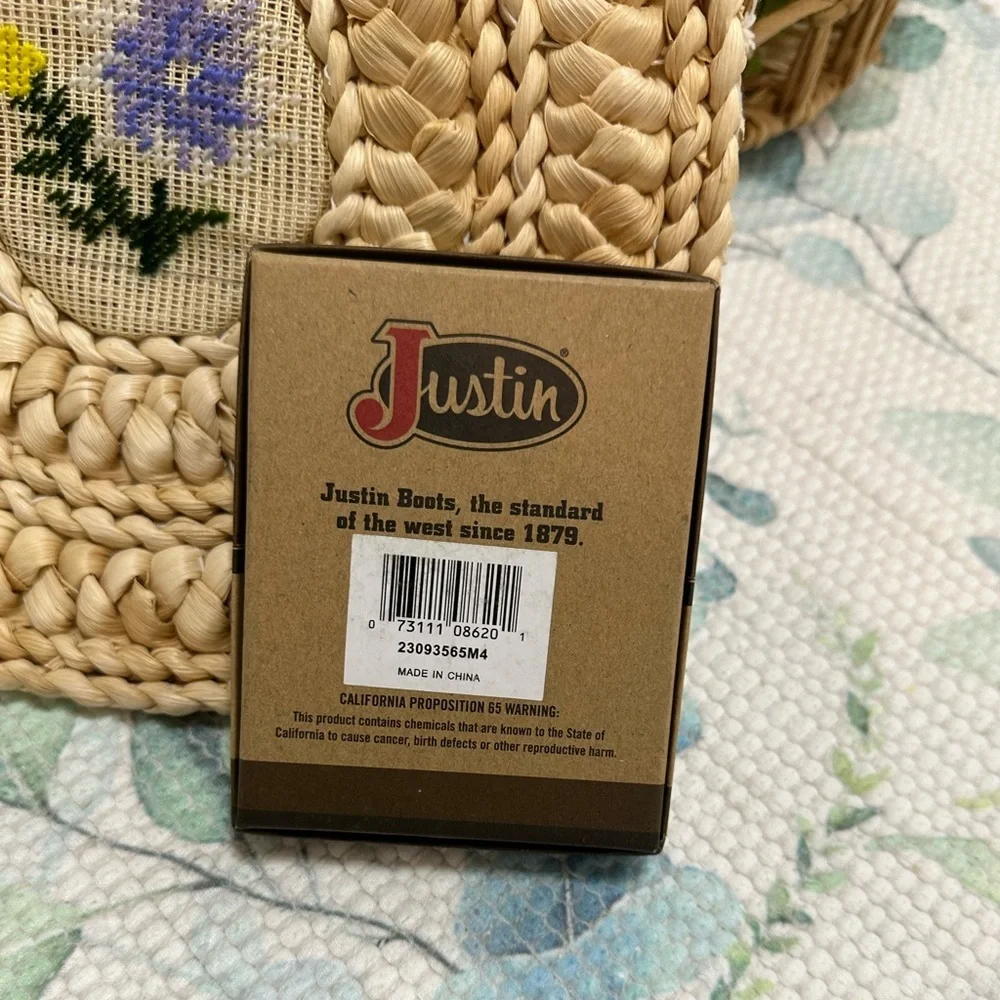 Justin Boots while colorful arrow