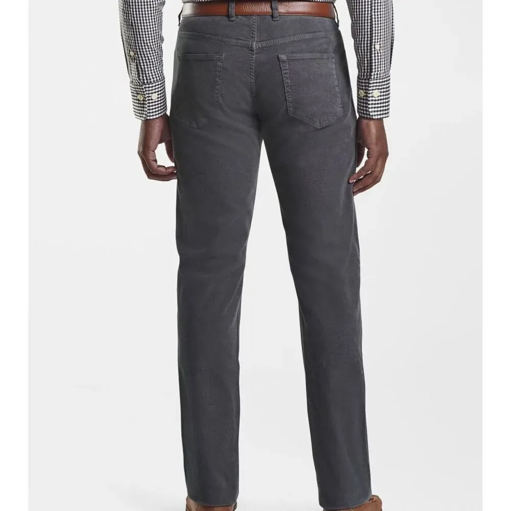 Peter Millar Pants Superior Soft Corduroy Five-Pocket Smoke Gray 40x32