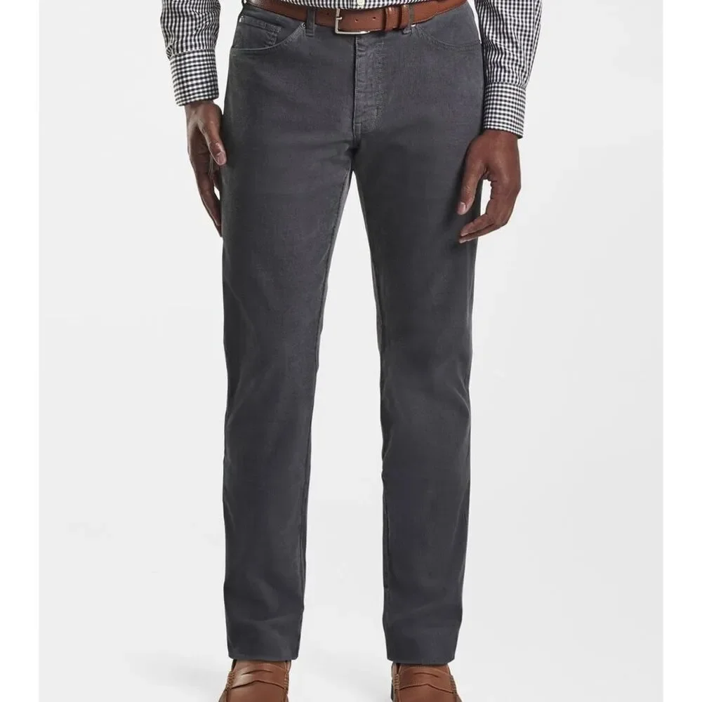 Peter Millar Pants Superior Soft Corduroy Five-Pocket Smoke Gray 40x32