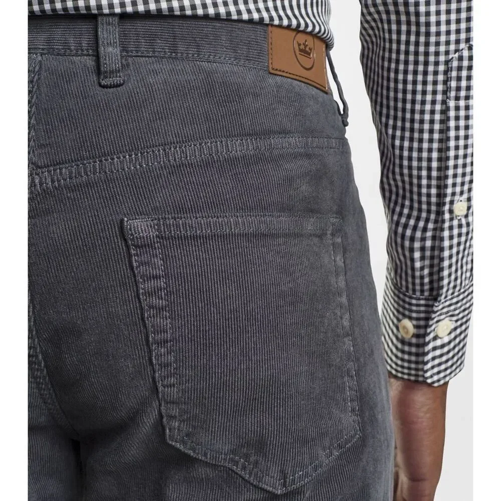 Peter Millar Pants Superior Soft Corduroy Five-Pocket Smoke Gray 40x32