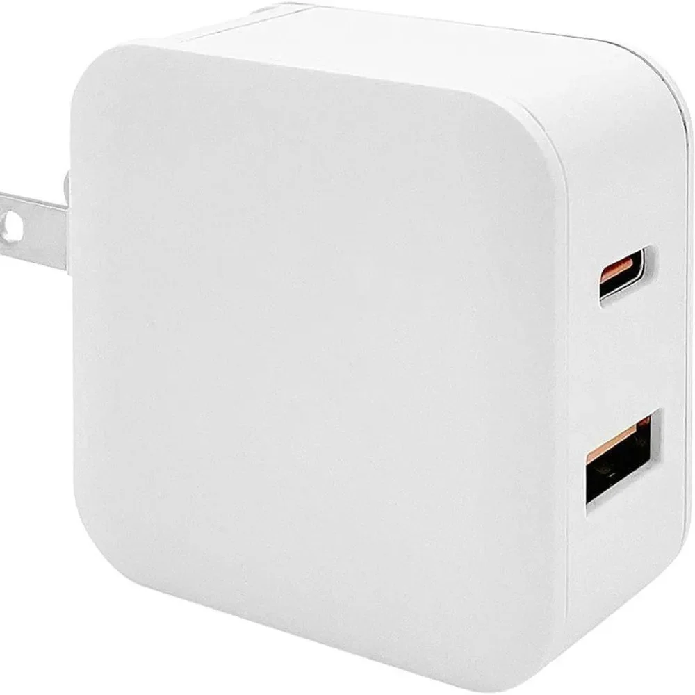 Tech & Go USB PD Wall Charger 30W, 2-Port, USB & USB-C - White
