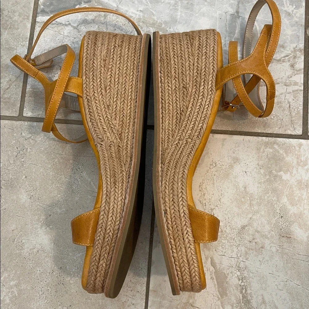 PAIGE Jamie Platform Wedge Espadrille Sandal Mango Leather 8.5