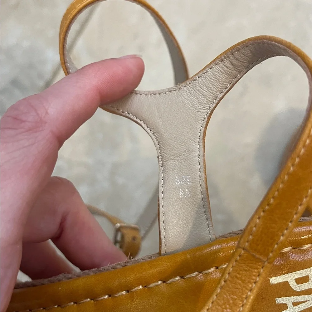 PAIGE Jamie Platform Wedge Espadrille Sandal Mango Leather 8.5