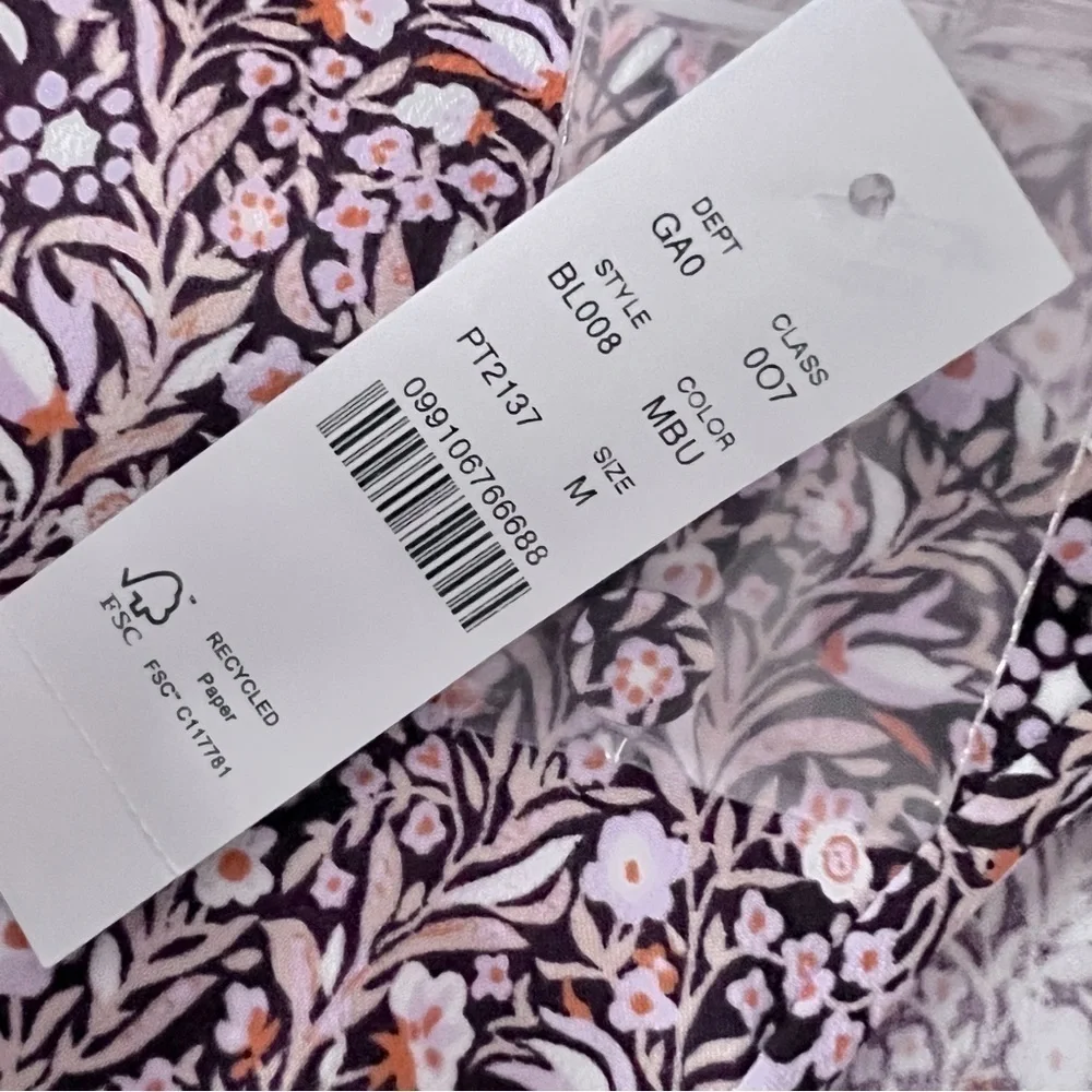 J. Crew Puff-Sleeve Satin Back Crepe Top Floral Flourish Blouse BL008 Fall 22