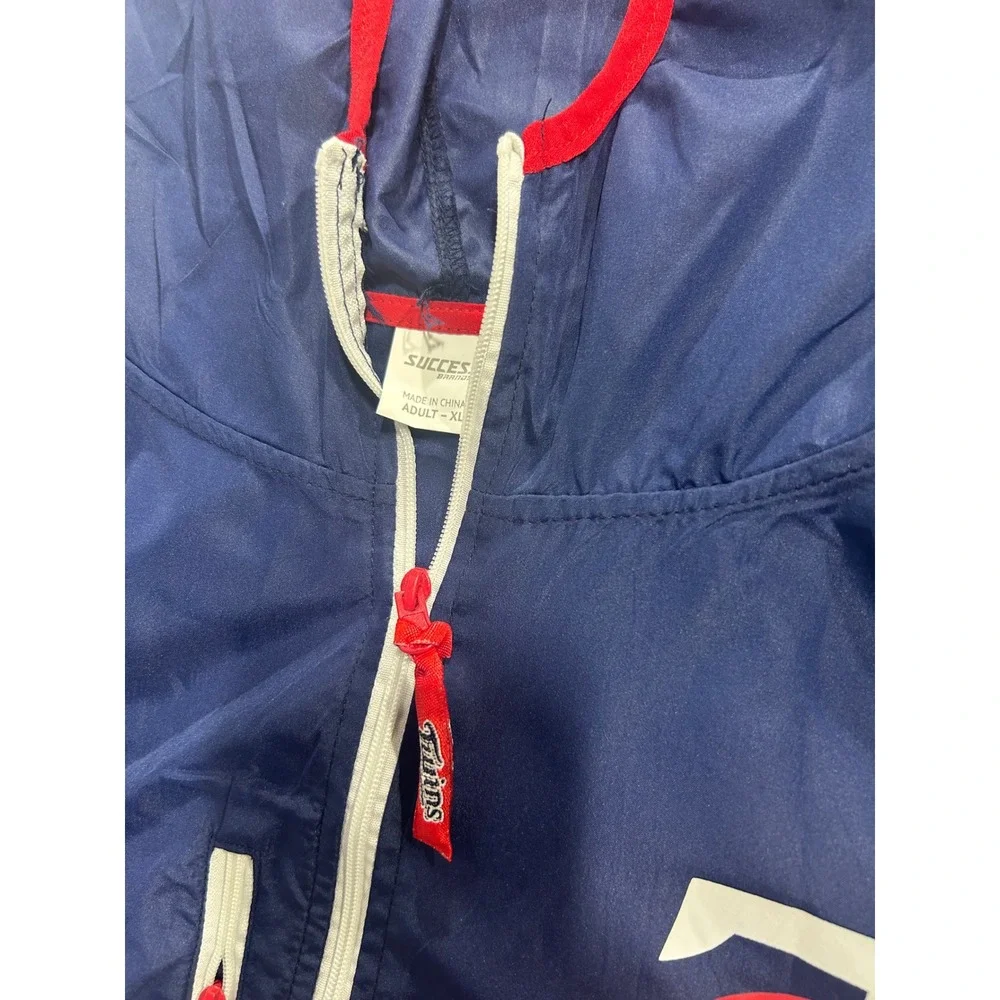 Minnesota Twins Success Brands Hooded Windbreaker Jacket Navy Blue Mens XL MLB