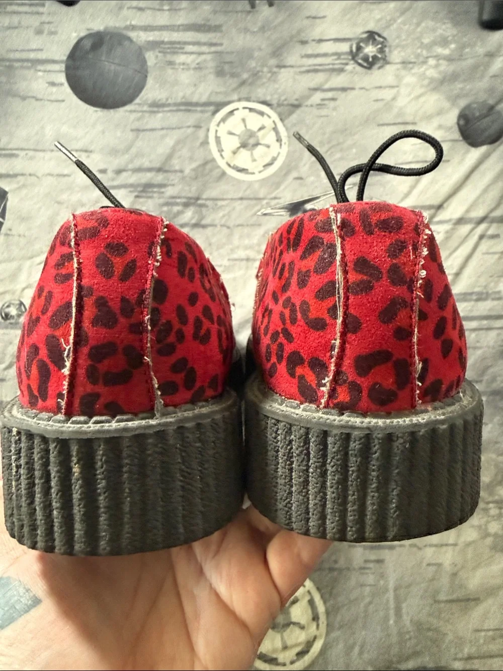 GUC TUK VEGAN SUEDE RARE RED LEOPARD CREEPERS SZ UK 7