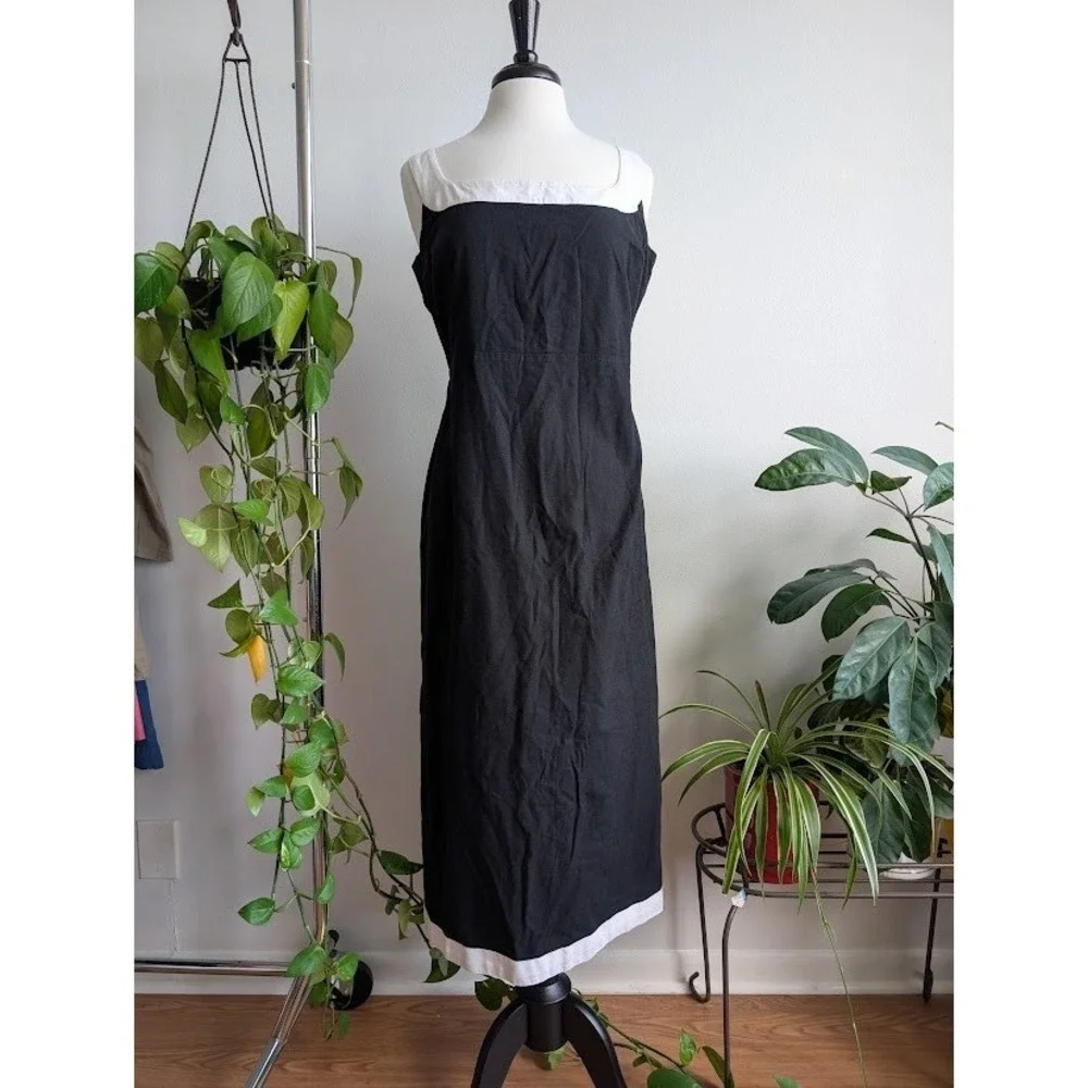 Abercrombie & Fitch maxi dress XL linen cotton Black White preppy square