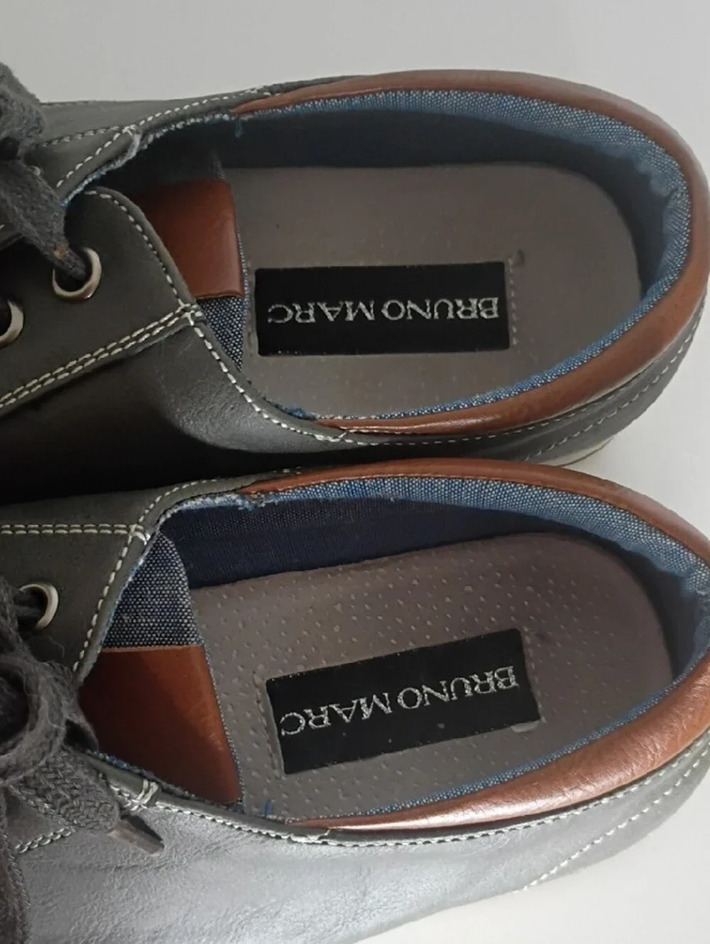 Bruno Marc Men’s Denim Lace-Up Sneakers in Gray with Black Trim 9.5