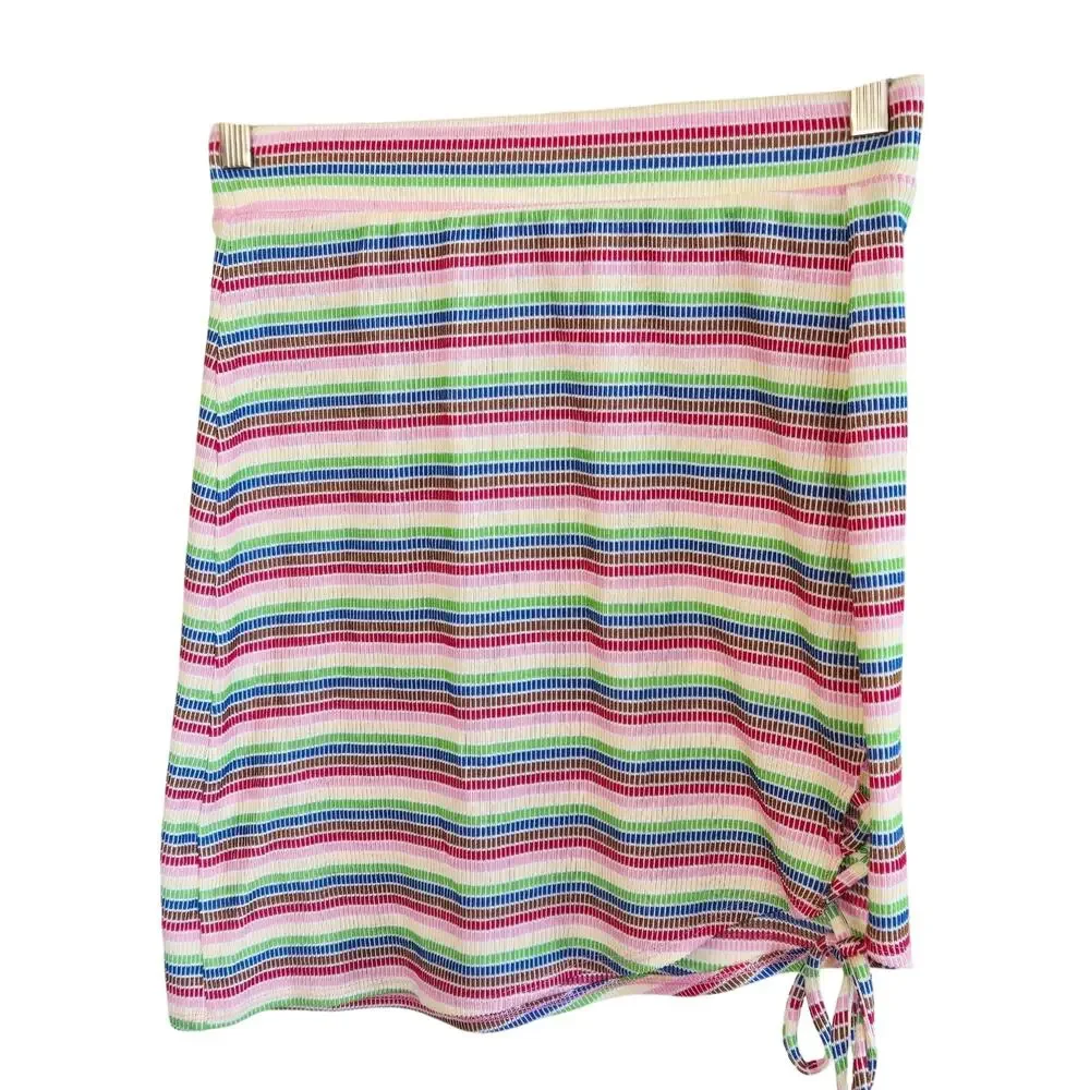 Size S – Pride Rainbow Dot-Stripe Tie Mini Skirt