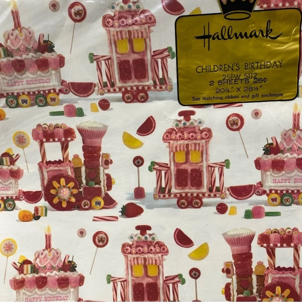 Vintage American Greetings & Hallmark Wrapping Gift Paper Sports Candy Made USA