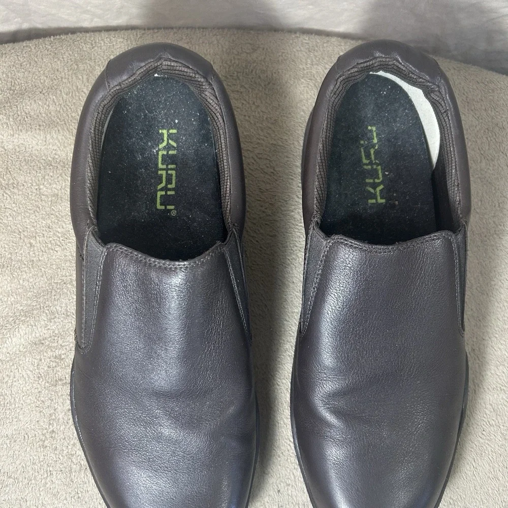 KURU Slip On Shoes Mens 13 Brown Leather Comfort Work Casual Kivi Style