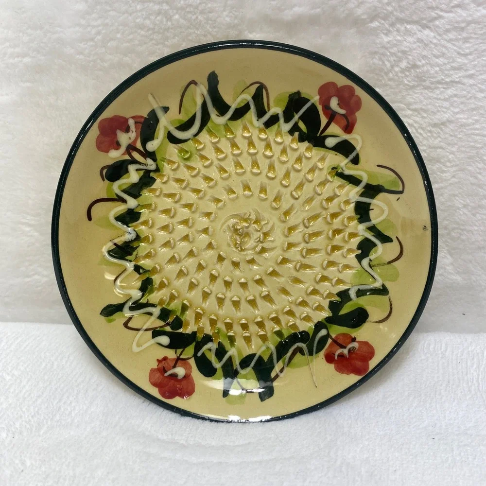 VTG Rupi Handmade Ceramic 1980 Garlic Grater‎ Plate Hand Painted Pottery Spain