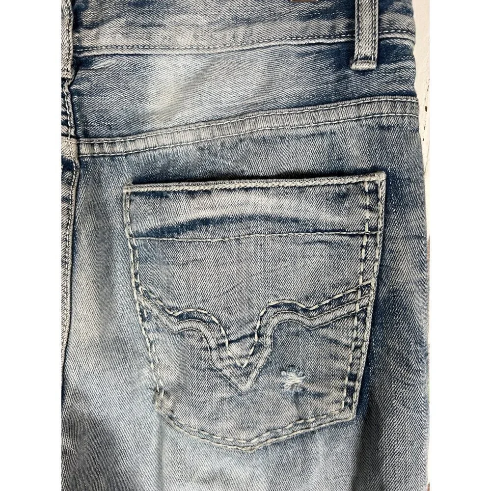 INC Womens Size‎ 32x30 Blue Denim Berlin Slim Straight Jeans Distressed