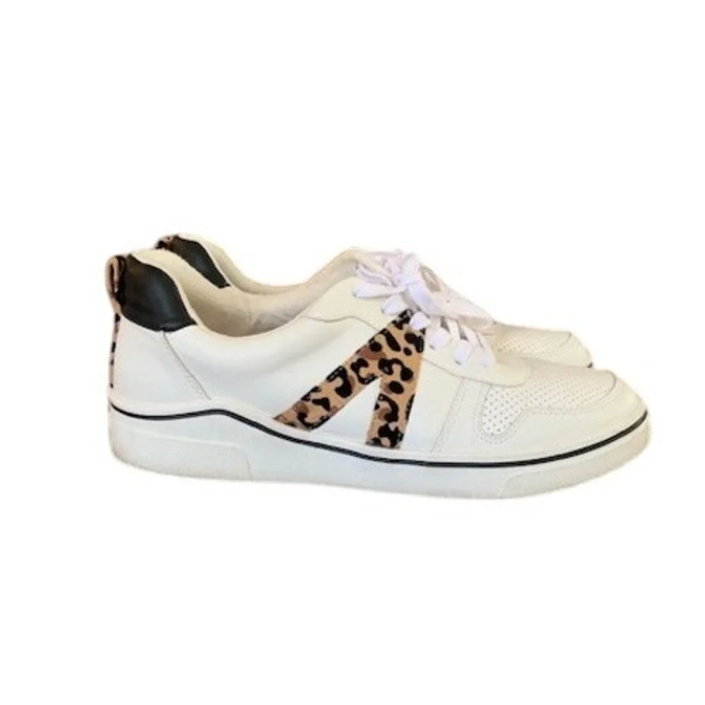 MIA Alta White‎ Leopard Print Chic Fashion Sneakers Womens 8.5M Low Top Lace Up