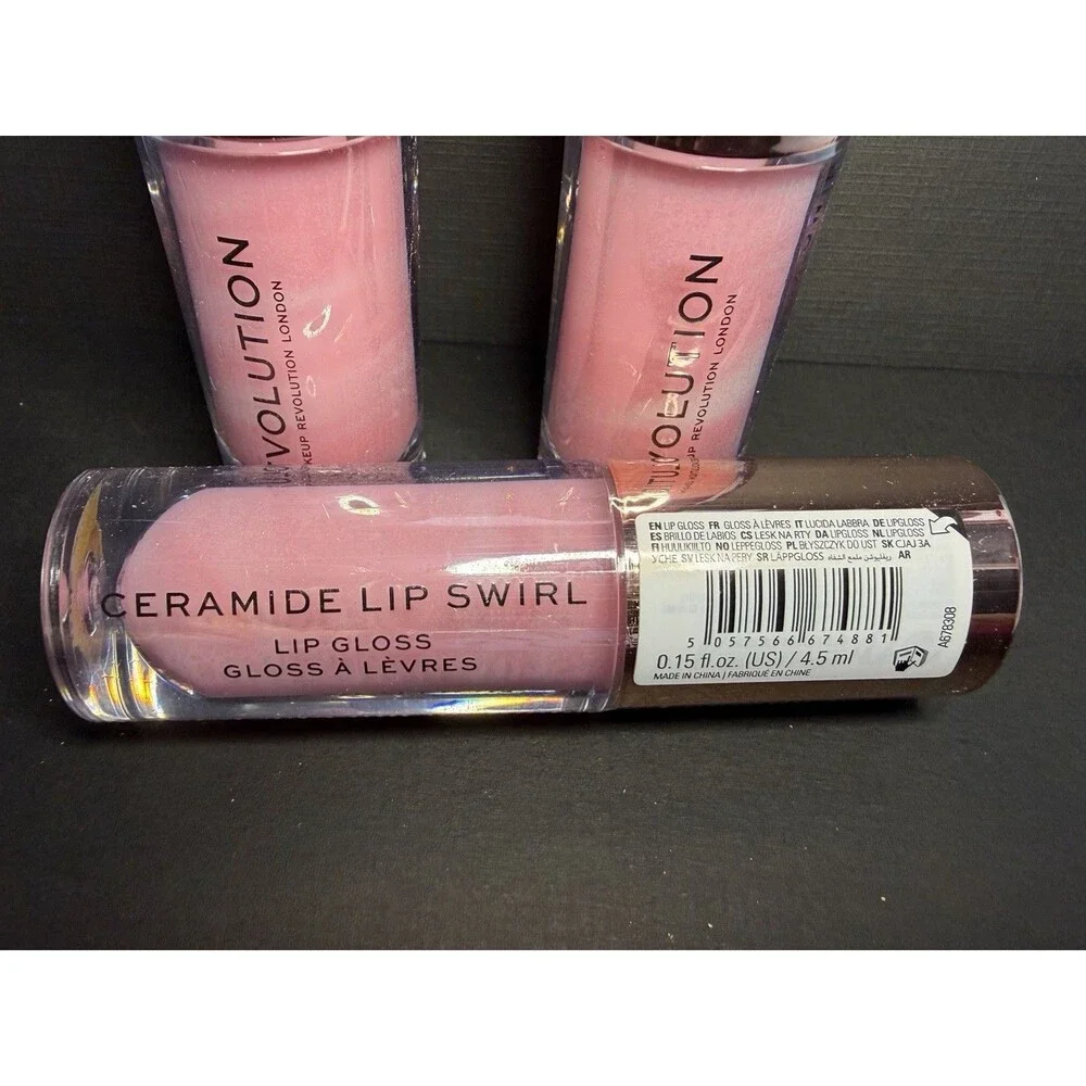 Revolution Lip Swirl Ceramide Gloss – Pure Gloss Pink/White Swirl