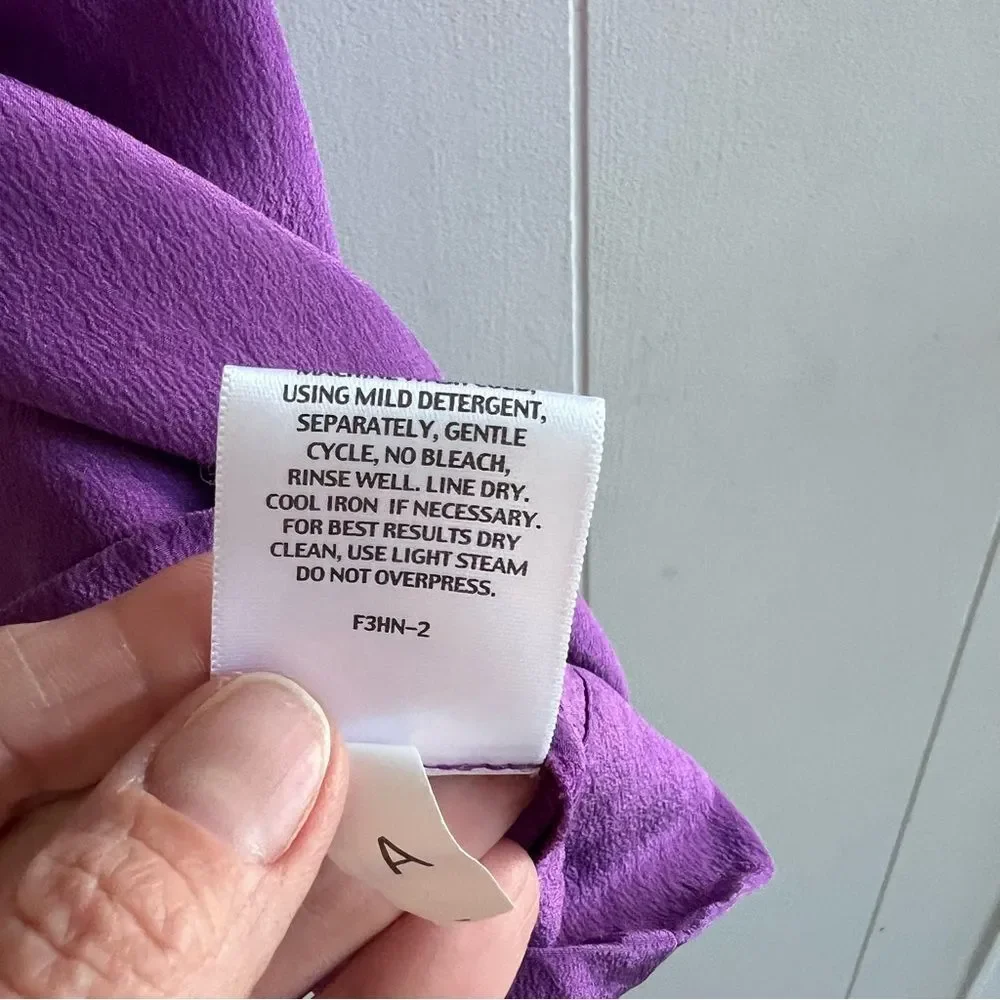 Eileen Fisher Purple Silk Oversized Boxy Short Sleeve Blouse