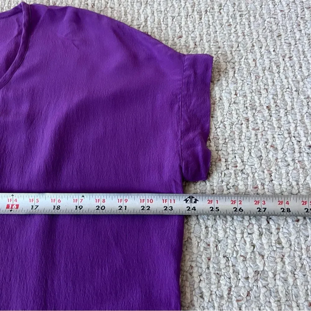 Eileen Fisher Purple Silk Oversized Boxy Short Sleeve Blouse
