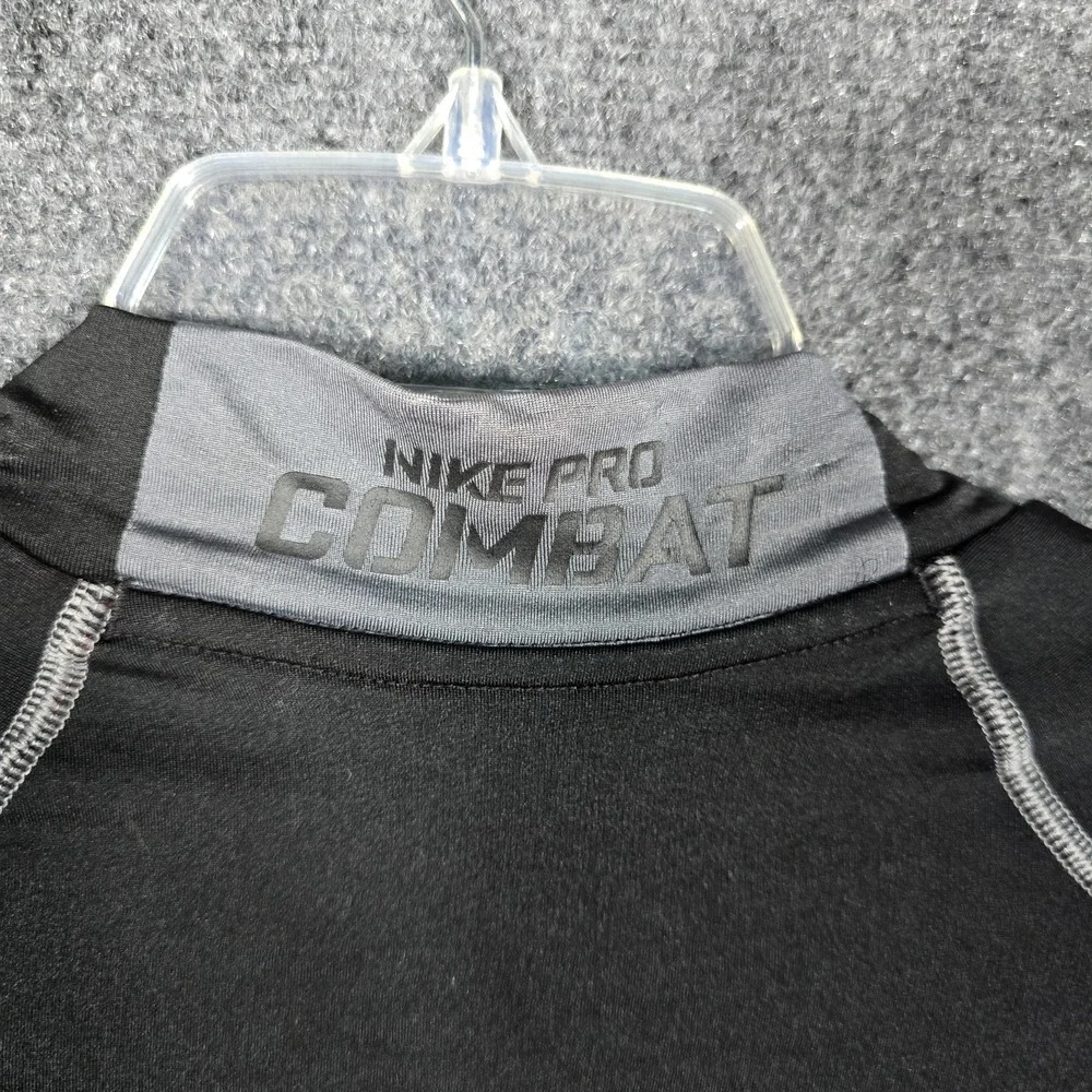 Nike Pro Combat Shirt Mens Large Fitted Black Long Sleeve Mock Neck Performance‎