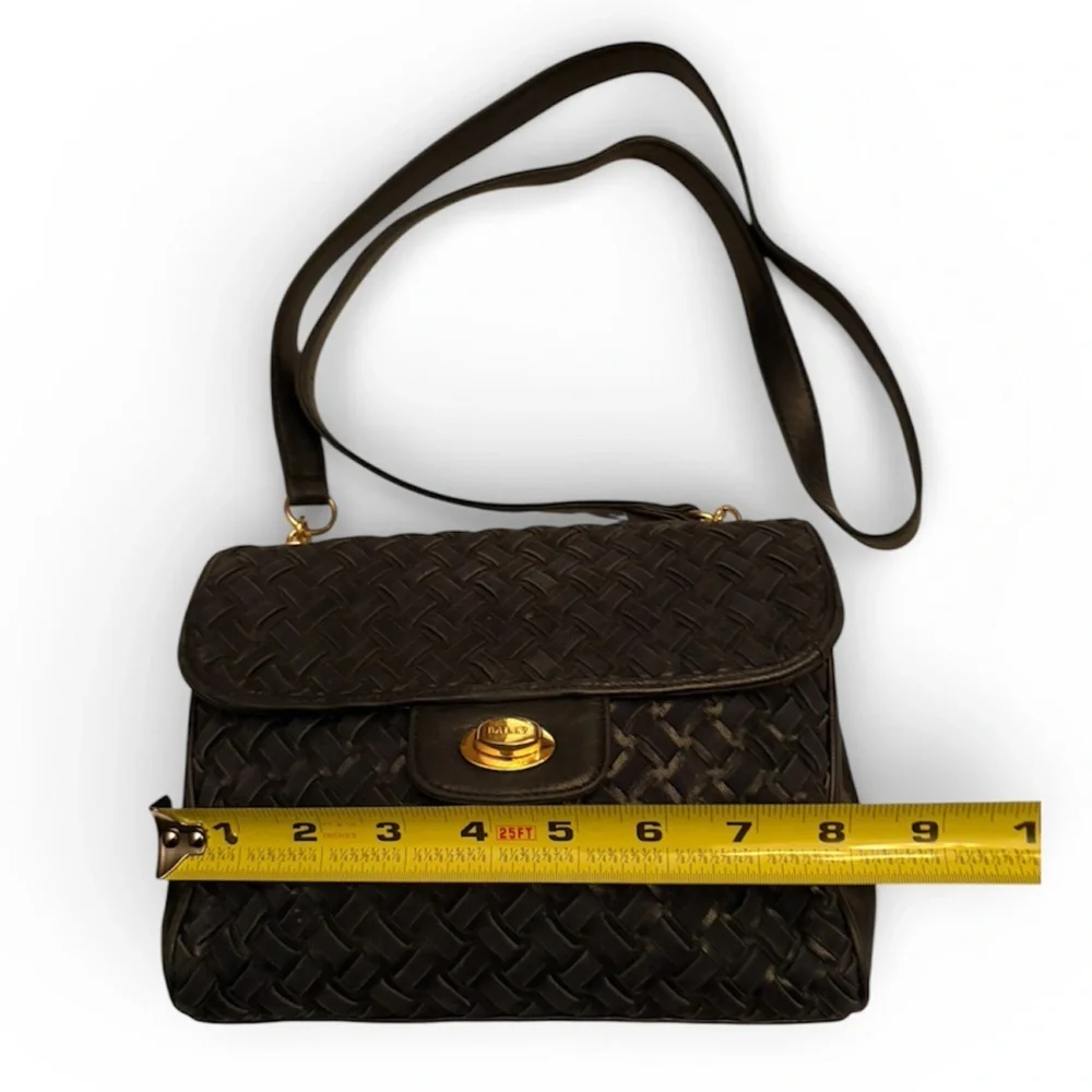 Bally S45 Shoulder Bag Suede Leather Woven Intrecciato Design in Dark Blue