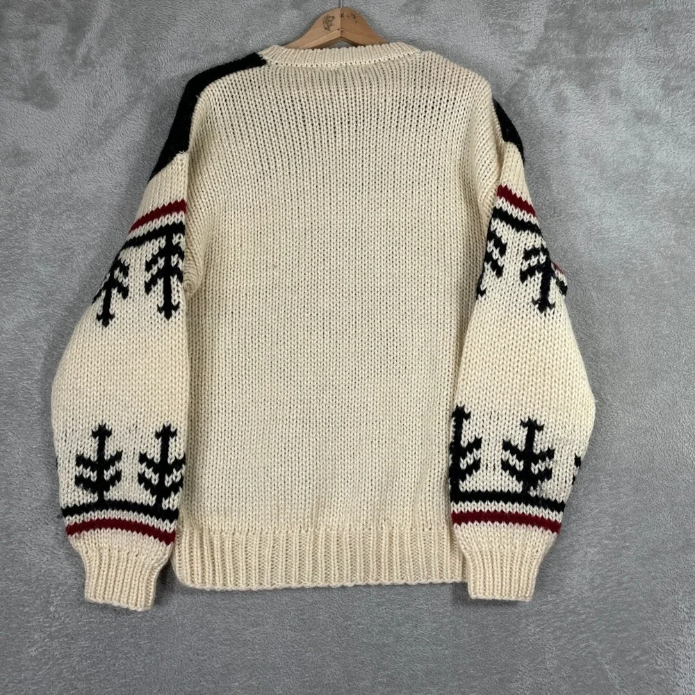 INC Fair Isle Sweater Mens XL Cream Wool Blend Snowflake Pine Tree Vintage 90s