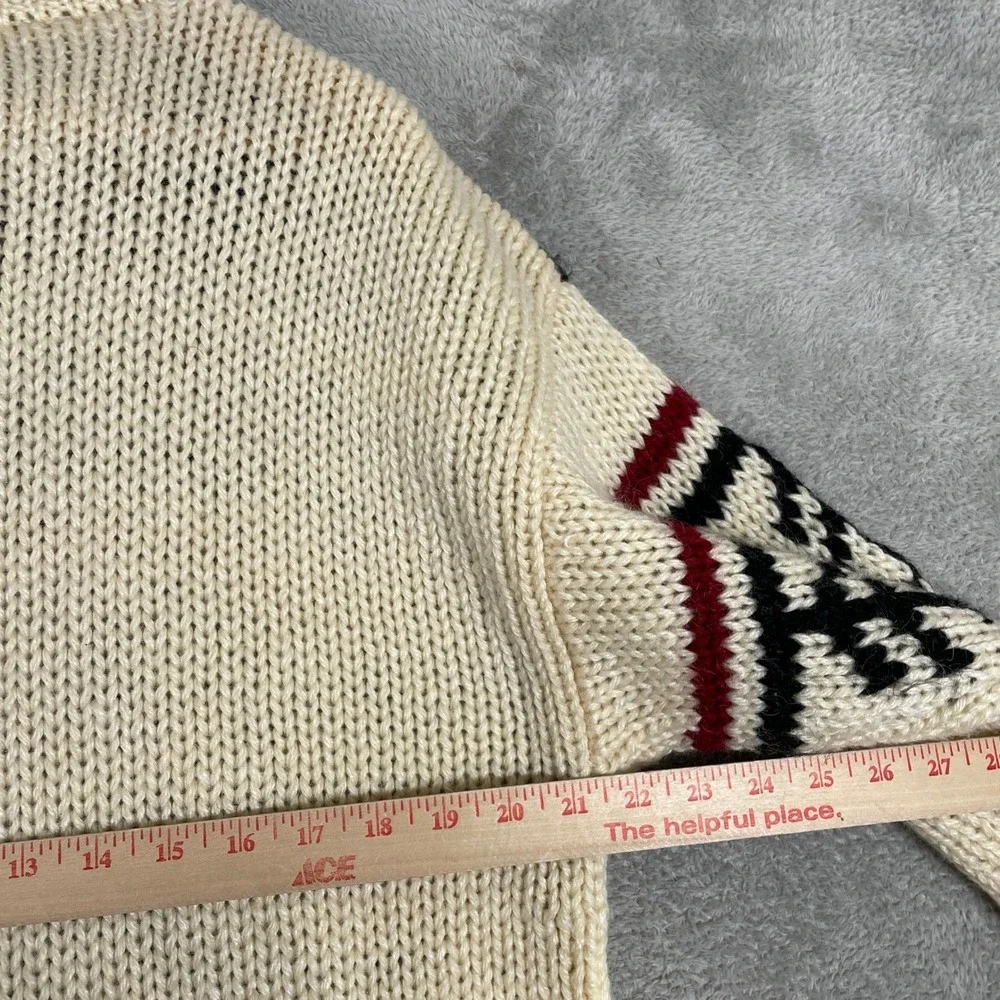 INC Fair Isle Sweater Mens XL Cream Wool Blend Snowflake Pine Tree Vintage 90s