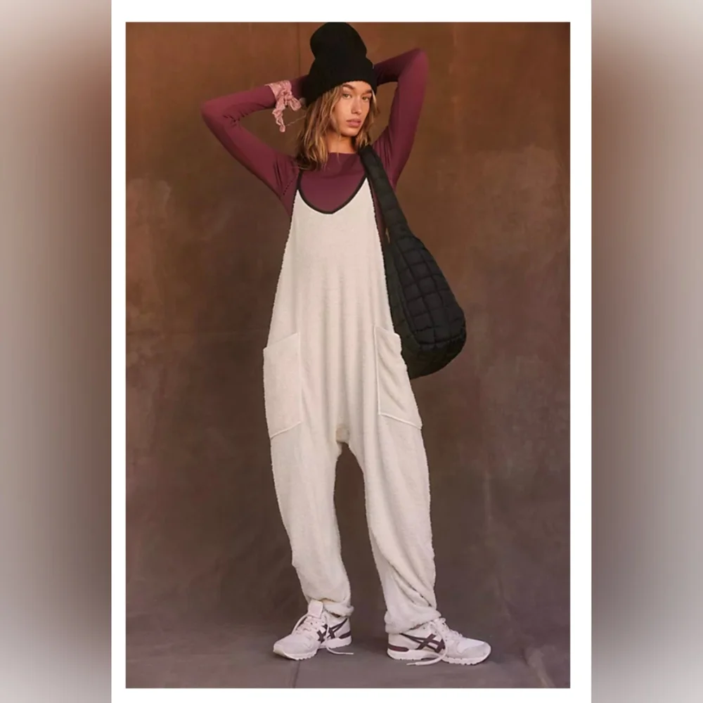FREE PEOPLE Hot Shot Cuddle Up Fleece Onesie In White Size XS
