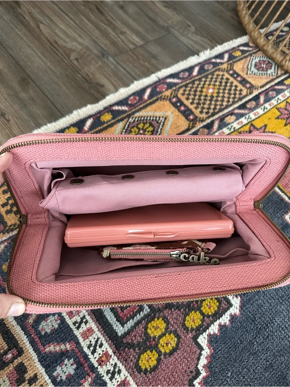 CAKE By Petunia Pickle Bottom Cameo Clutch Diaper Bag / Purse - Pink/ Brown