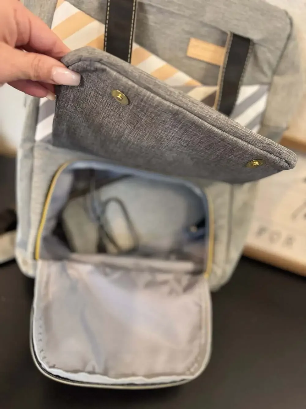 Slonser Large Diaper Bag Backpack with USB Charging Port Grey Striped