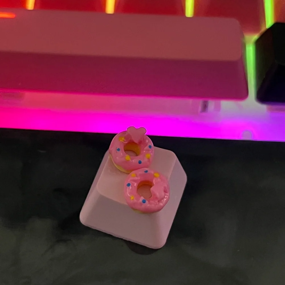 Cute Pink Donut Artisan Keycap, kawaii for OEM switches