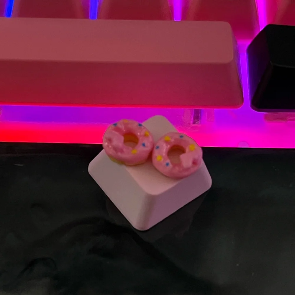 Cute Pink Donut Artisan Keycap, kawaii for OEM switches