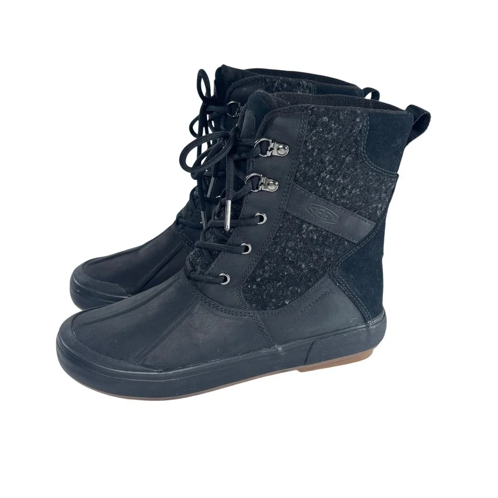 Keen Women's Elsa II Waterproof Wool Ankle‎ Lace Up Duck Boots Black Size 7.5