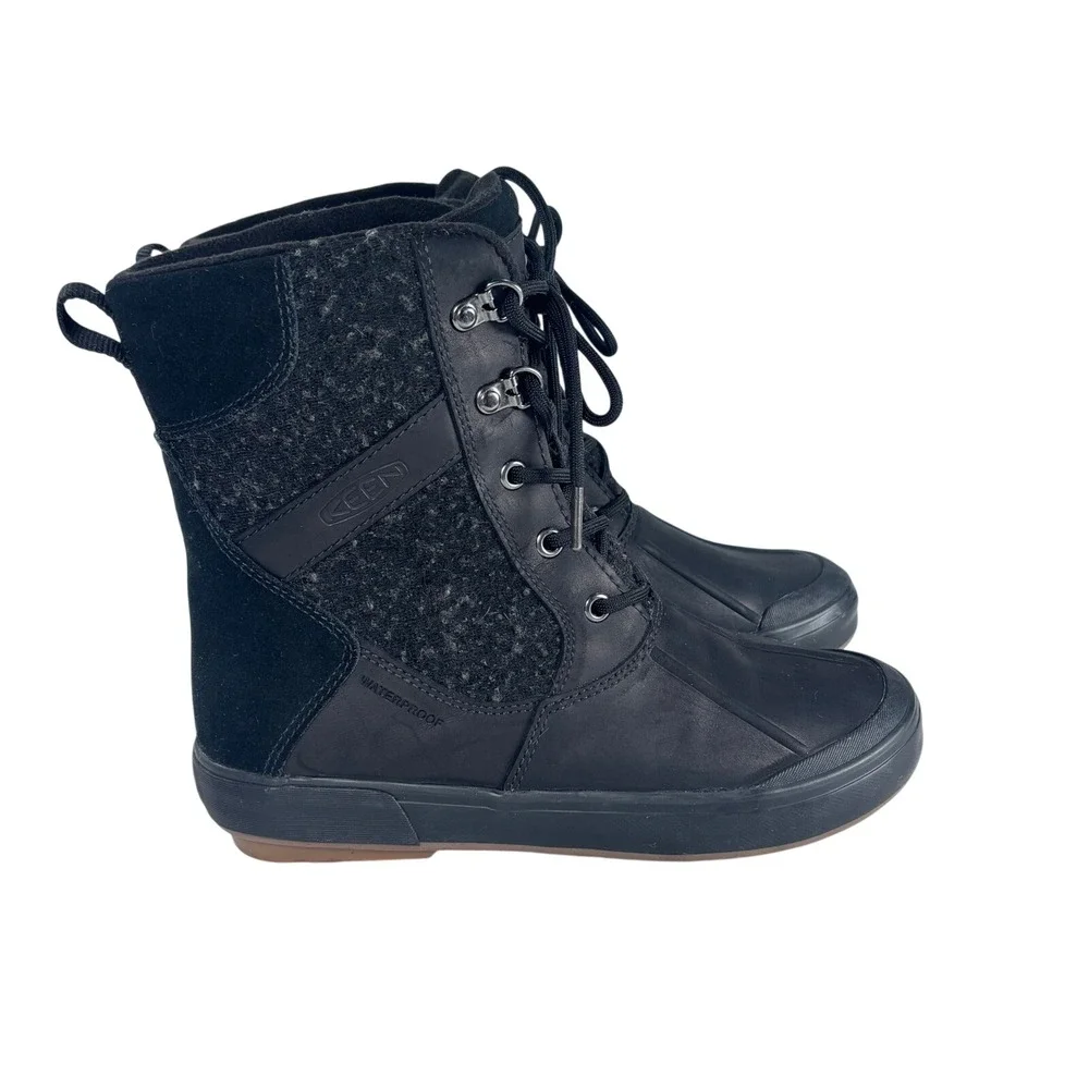 Keen Women's Elsa II Waterproof Wool Ankle‎ Lace Up Duck Boots Black Size 7.5