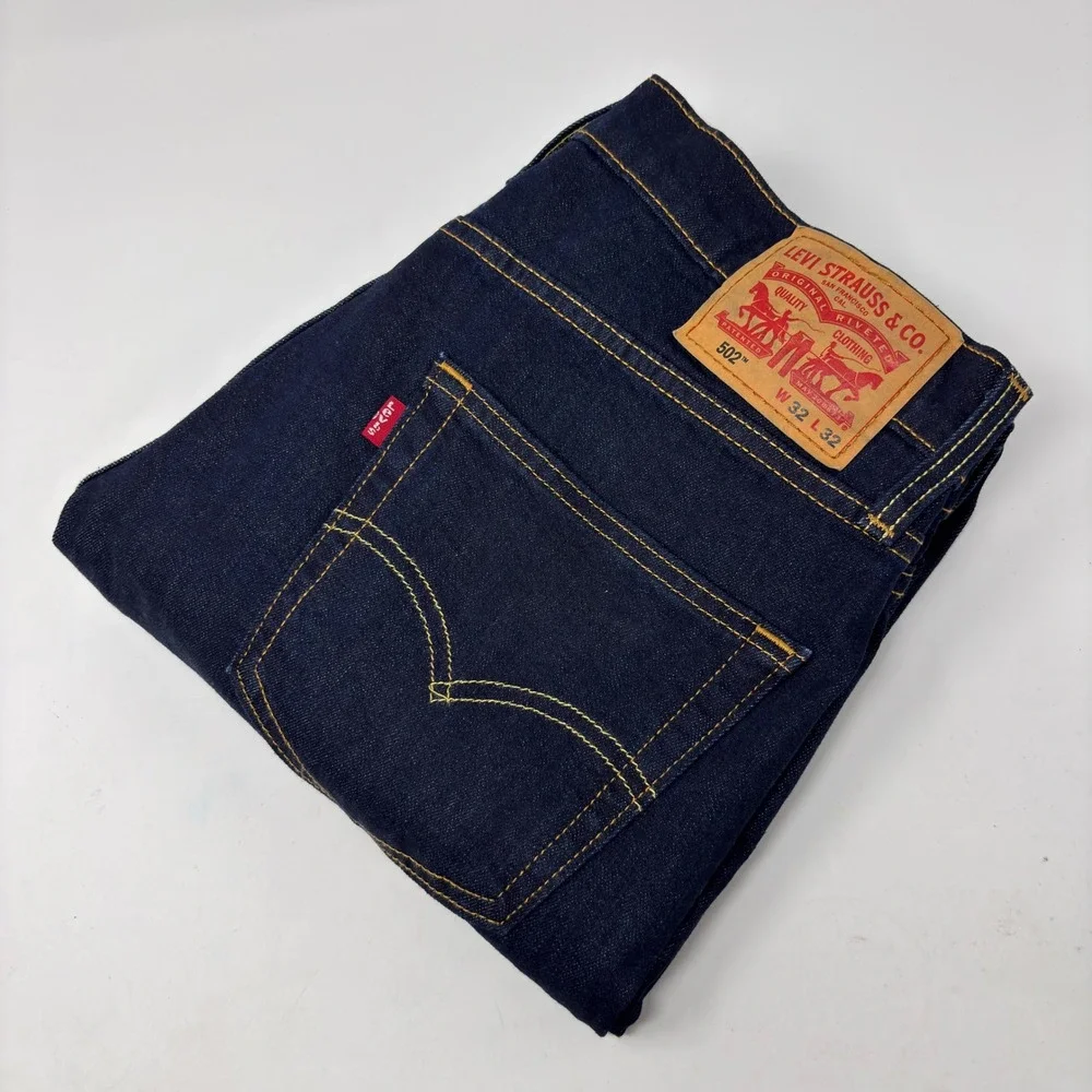 Levi's 502 Taper Jeans Men 32x32 Dark Wash Stretch Denim Regular Fit 30.5 Inseam