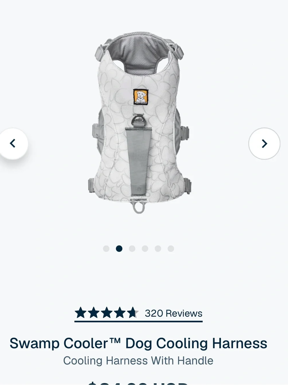 Ruffwear Swamp Cooler™ Dog Cooling Harness - medium - White and Gray