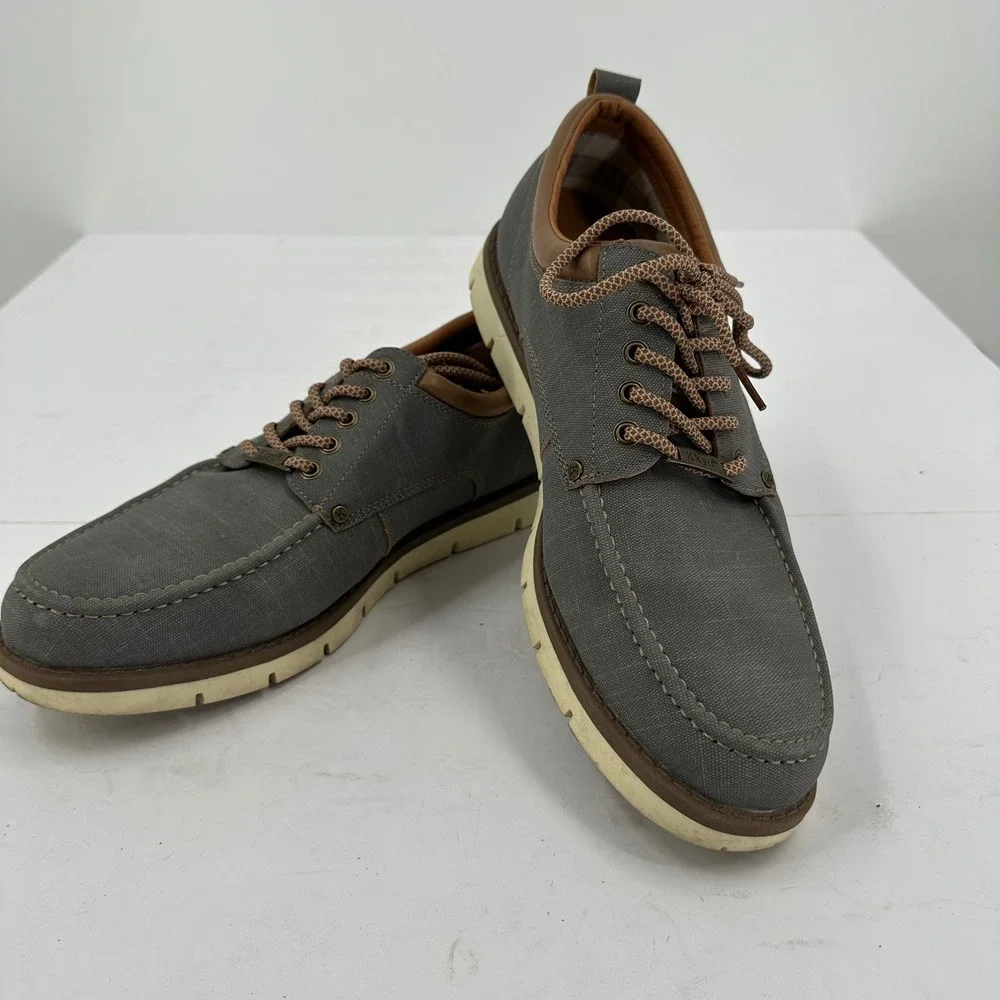 Kkyc Mens Gray Canvas‎ Lace Up Boat Shoes Size 13 Preppy Old Money