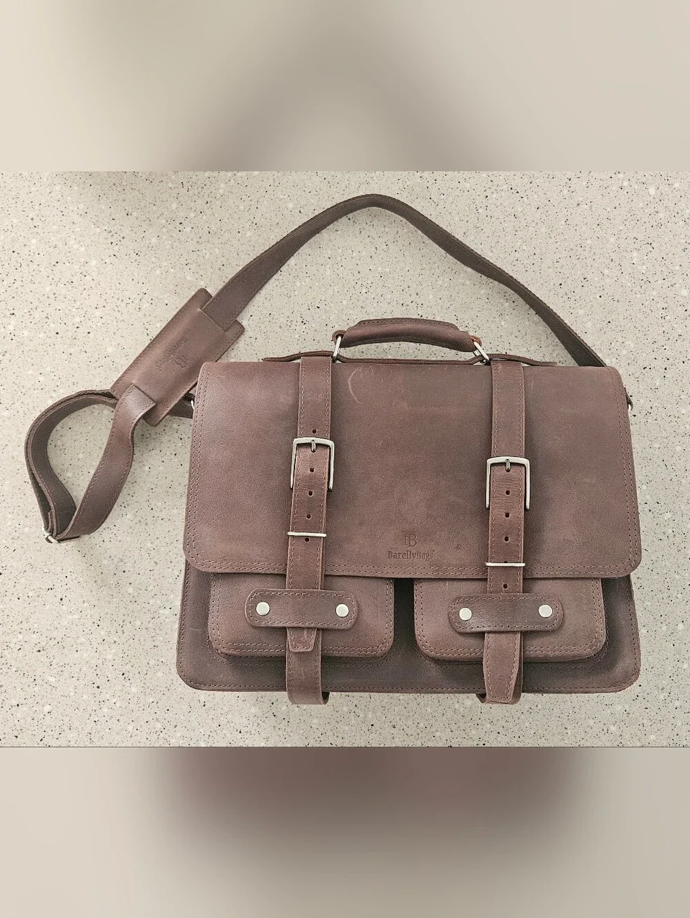 NEW Men's Brown Genuine Leather Messenger Bag Work Briefcase Distressed Style