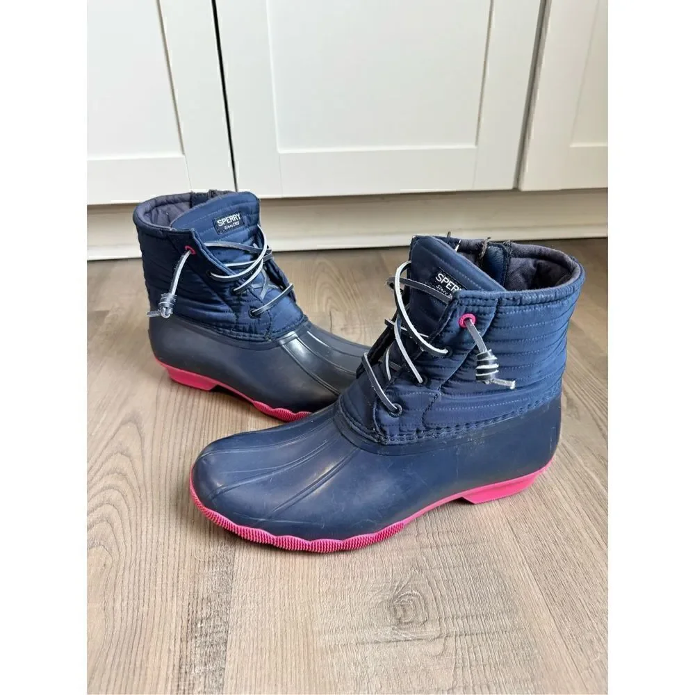 Sperry Girls Saltwater Rain Boot Navy Size 6M Big Kids Rubber Outdoors