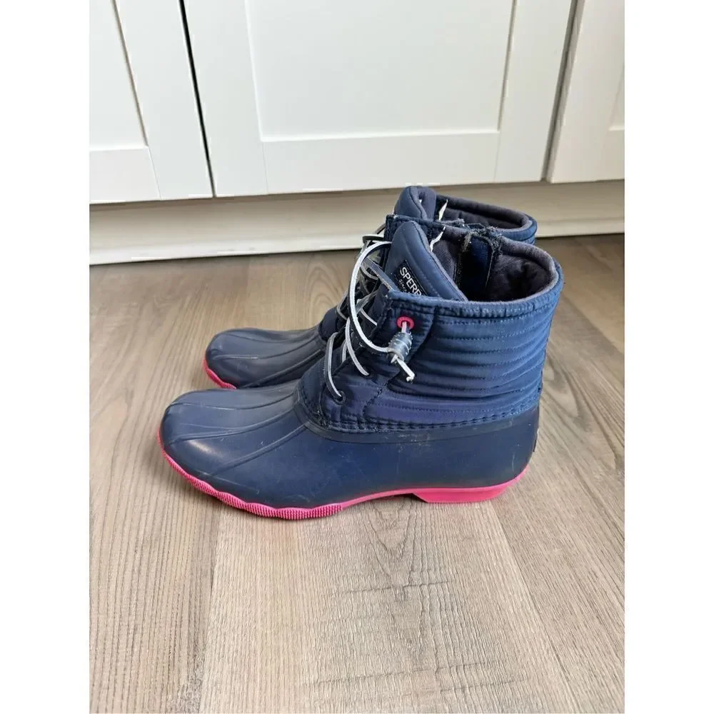 Sperry Girls Saltwater Rain Boot Navy Size 6M Big Kids Rubber Outdoors