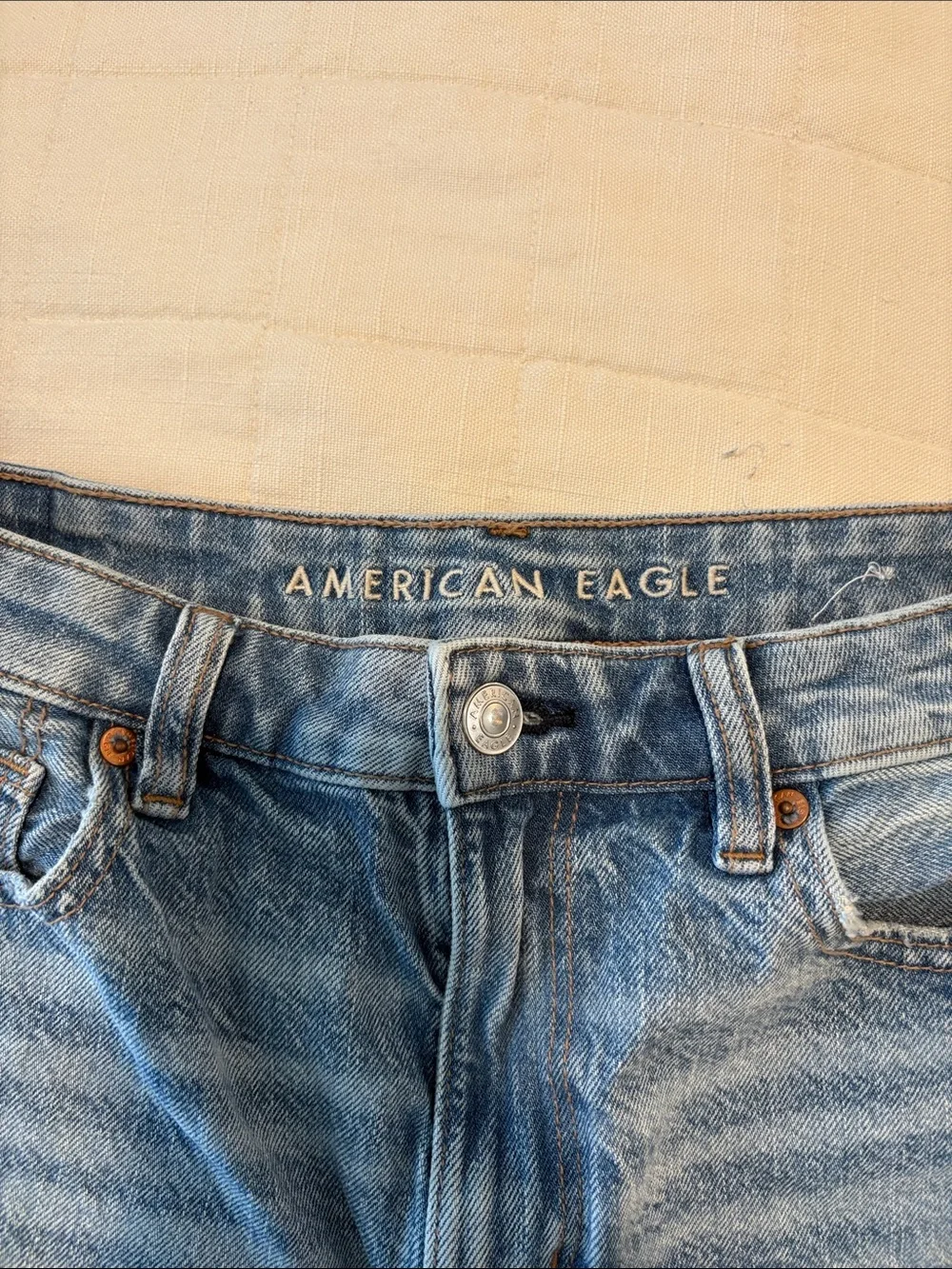 American Eagle Light Blue Distressed Baggy Mom denim shorts