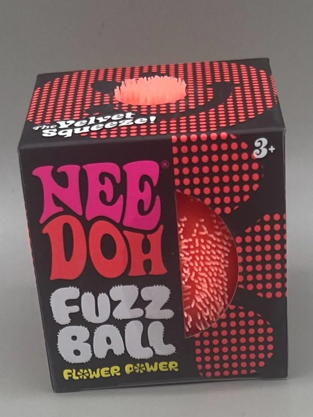Authentic NEEDOH Fuzz Ball Flower Power ORANGE 🧡 The Velvet Squeeze Squishy NEW