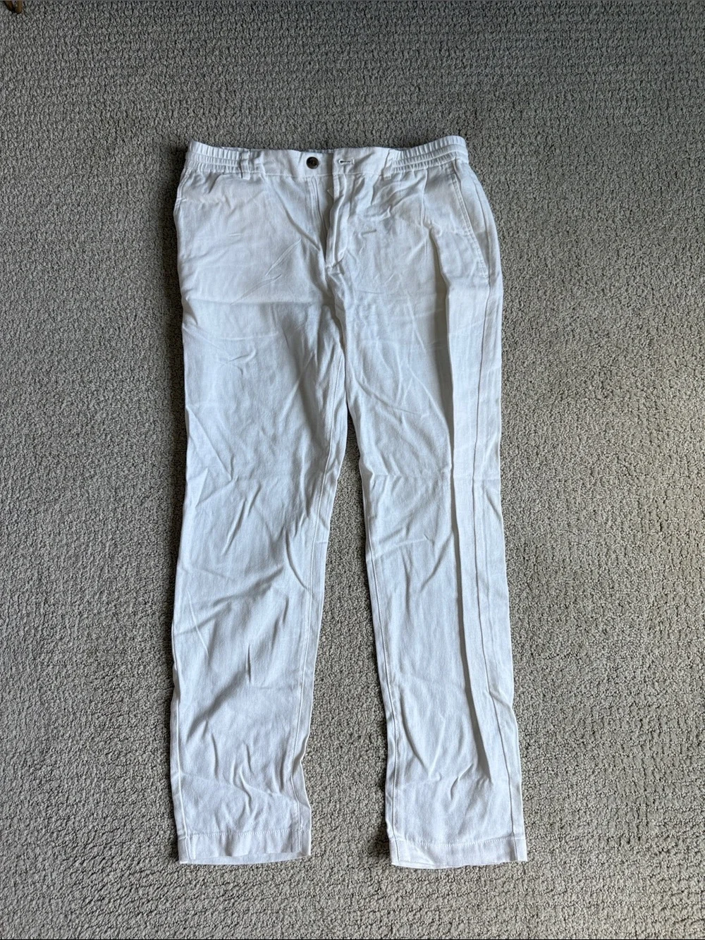 Banana Republic Off-White Athletic Linen-Blend Pants