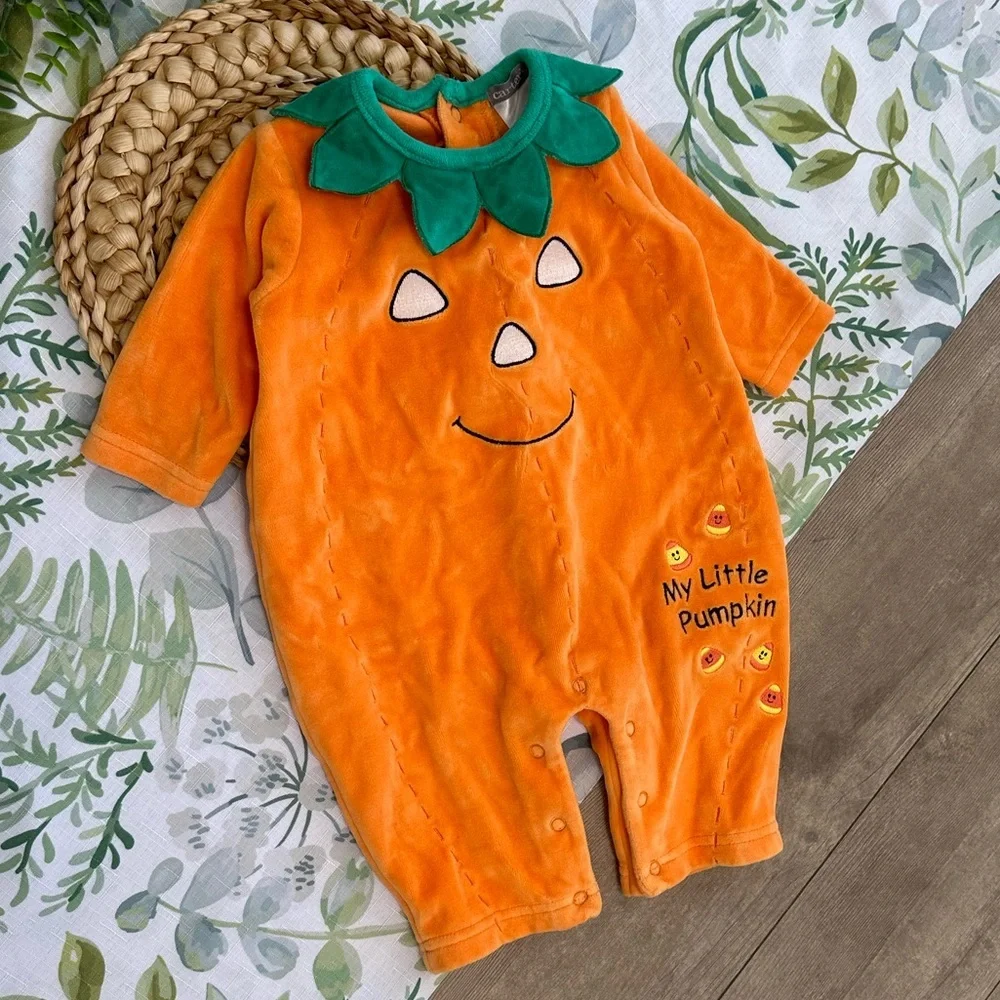 NEW Vintage Y2K Baby Halloween Costume Carter's Pumpkin Jumpsuit Costume 1 Piece
