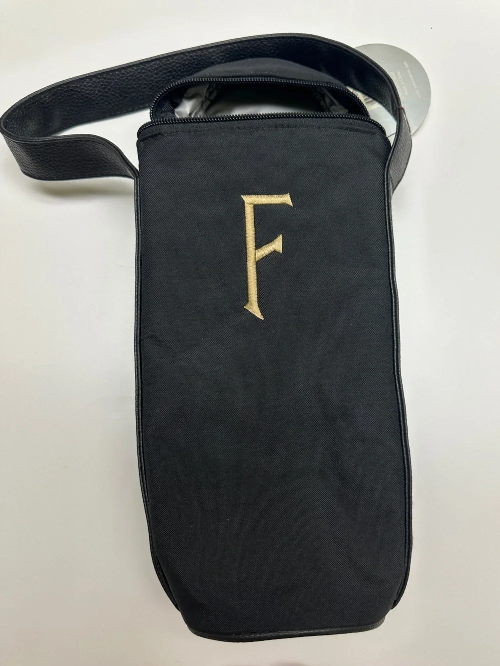 Black Wine store Bag with Gold Embroidered Logo