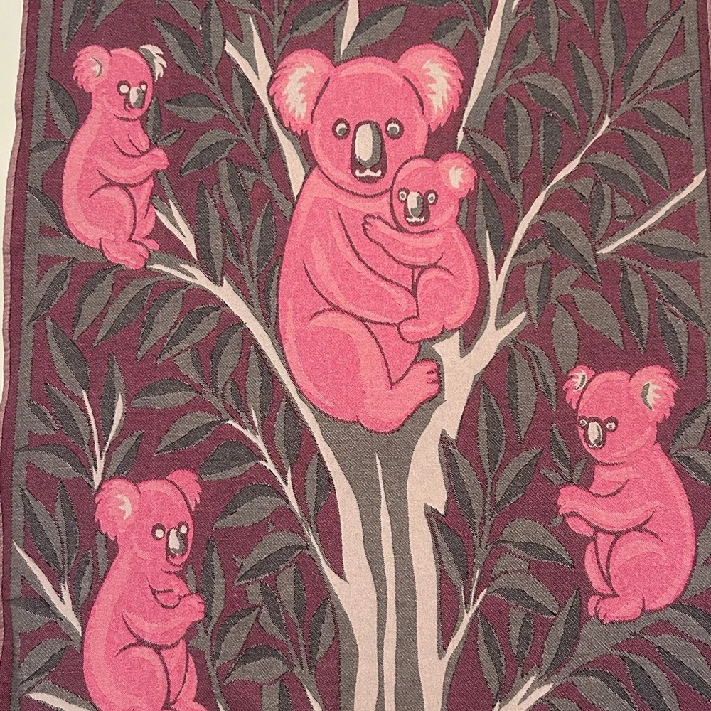 KOALA Heirloom Collection Pink + Gray Hand Crafted Loom Weave New Original 84”
