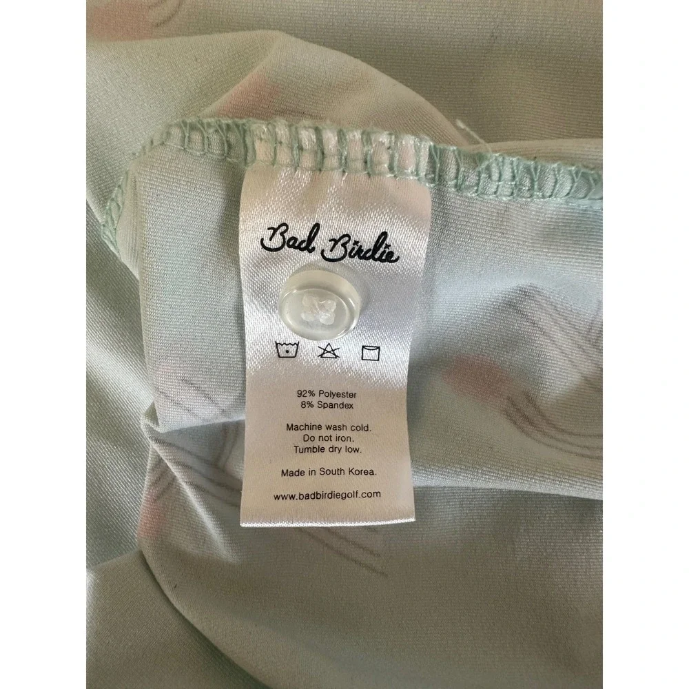 Bad Birdie Mens XL Mint Green Cactus Print‎ Golf Polo Shirt Short Sleeve Stretch