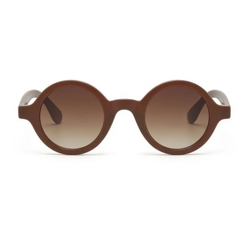 Women Classic Round Brown Sunglasses Retro Vibe Perfect Stylish Daily Wear Gafas