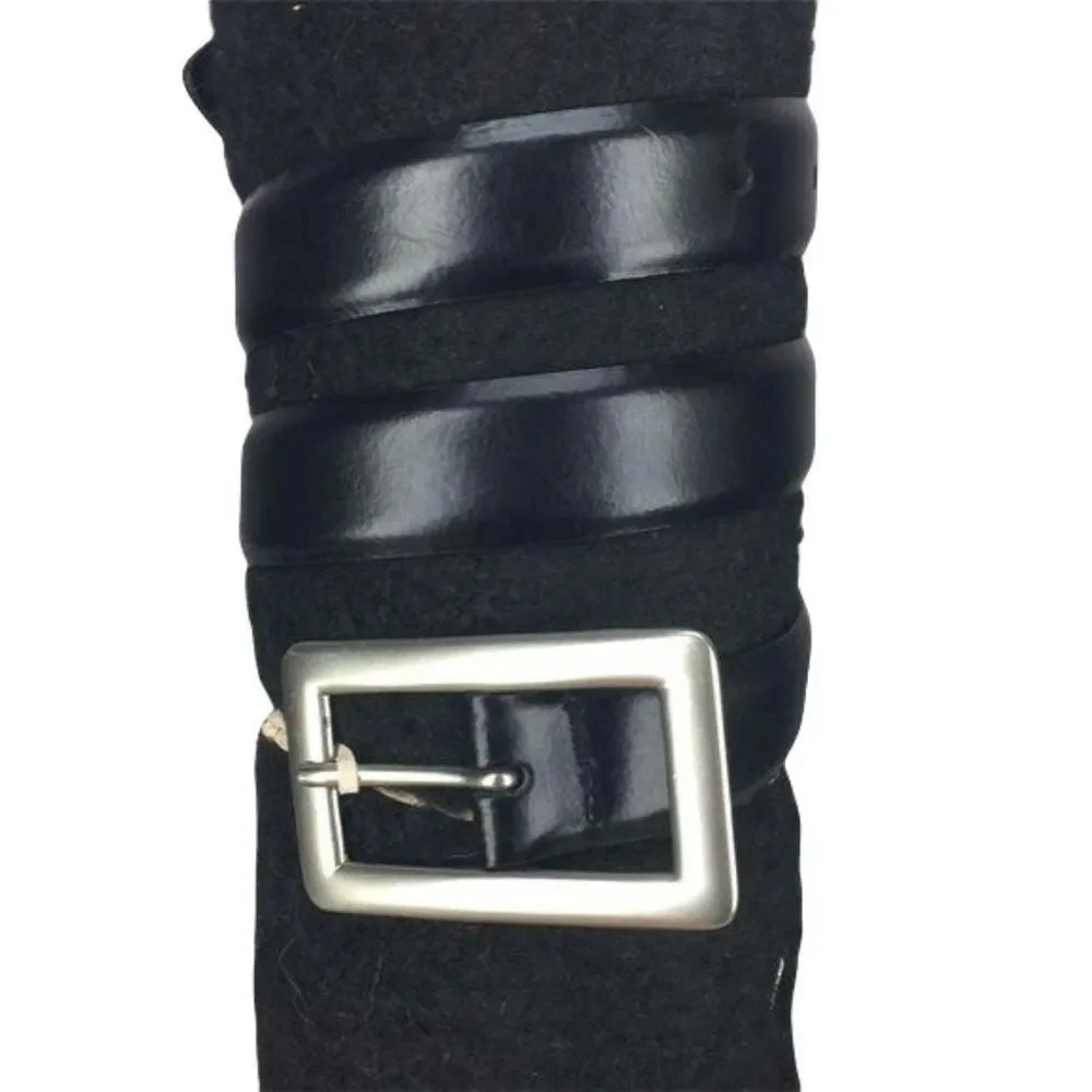 Perry Ellis Black kids Genuine Leather Belt Solid‎ brass buckle size Small