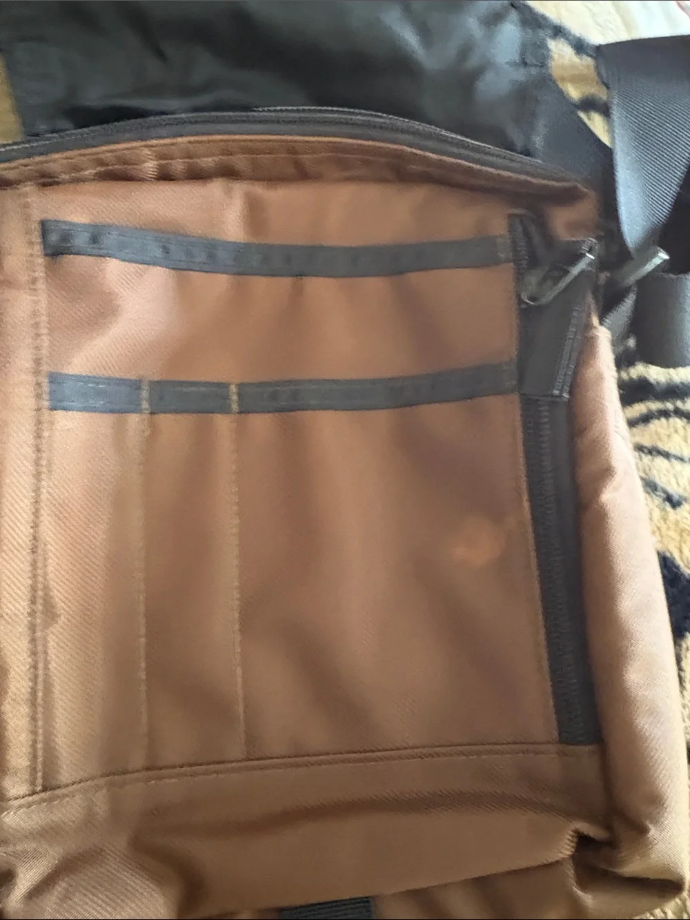 Eddie Bauer Brown Nylon Messenger Bag with Black Trim