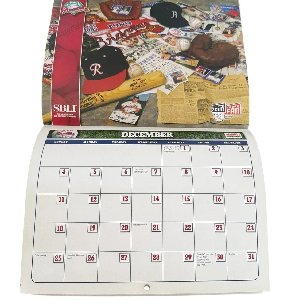 Vintage 2005 Richmond Braves Wall Calendar One Size Brown Minor League‎ Baseball